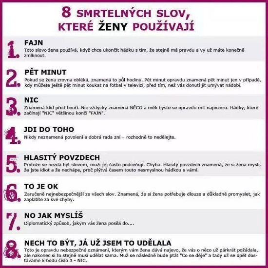 8 smrteľných slov, ktoré ženy používajú