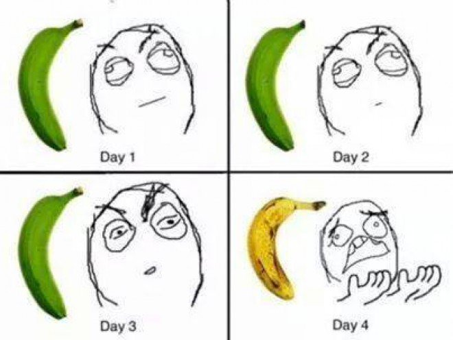 Čakanie na zrelý banán