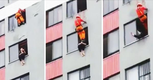 Ako hrdinský hasič zachránil ženu pred skokom z okna