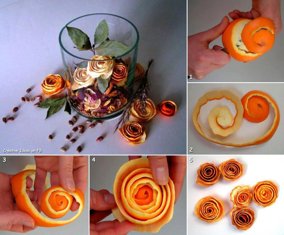 Ako si vytvoriť dekoratívne ruže z pomarančovej šupky