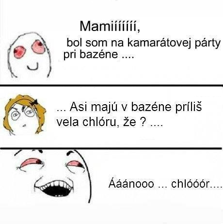 Červené oči po párty pri bazéne