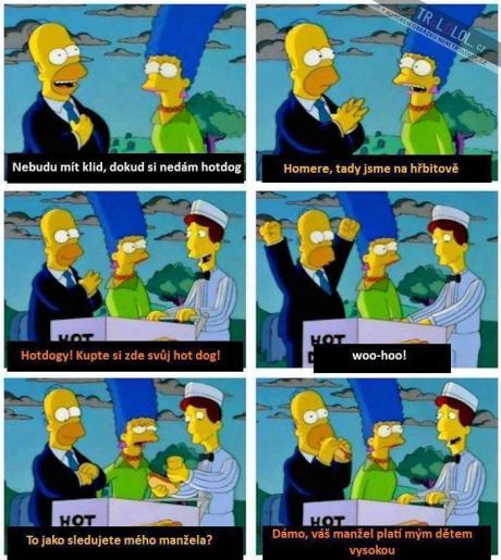 Homer na cintoríne a štúdium detí predavača hot dogov