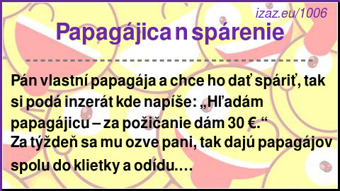 
Papagájica n spárenie
