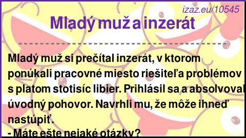 Mladý muž a inzerát