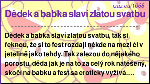 
Dědek a babka slaví zlatou svatbu

