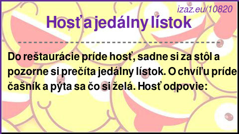 Hosť a jedálny lístok