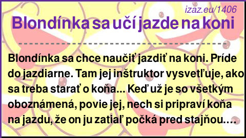 
Blondínka sa učí jazde na koni
