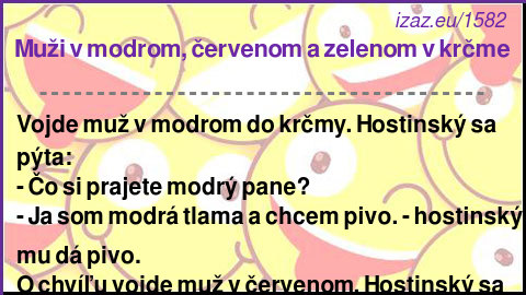 
Muži v modrom, červenom a zelenom v krčme
