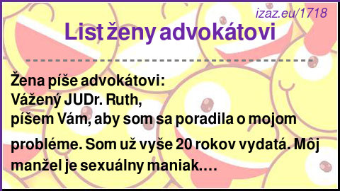 
List ženy advokátovi
