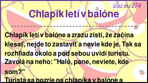 
Chlapík letí v balóne
