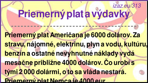 
Priemerný plat a výdavky
