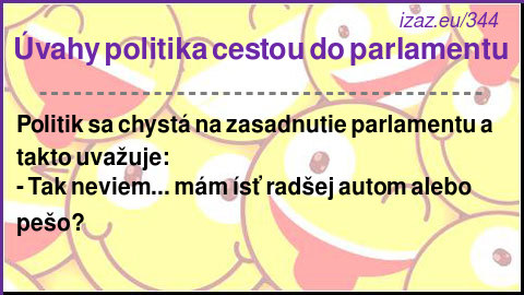 
Úvahy politika cestou do parlamentu
