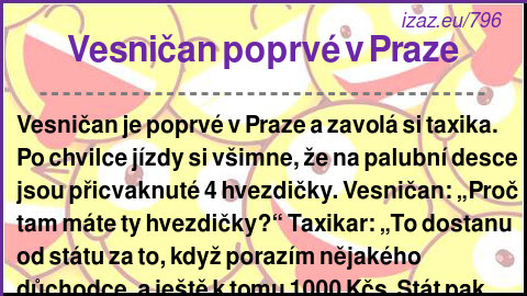 
Vesničan poprvé v Praze
