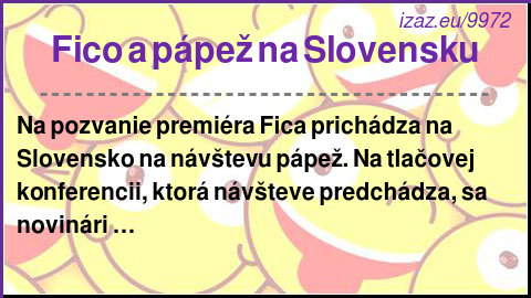 Fico a pápež na Slovensku