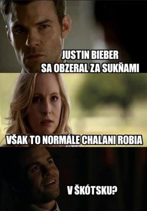 Justin Bieber a sukne v Škótsku