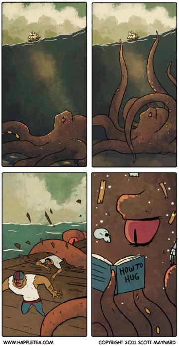 Keď sa obrovská chobotnica učí objať