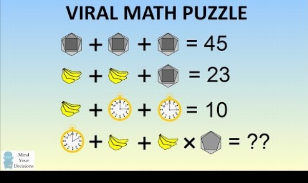 Matematická hádanka s banánmi, hodinami a mnohouholníkmi