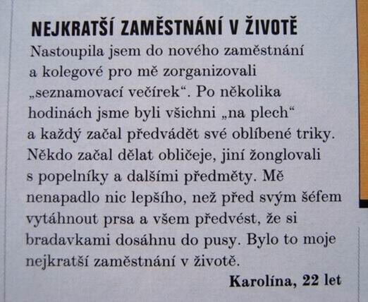 Najkratšie zamestnanie v živote