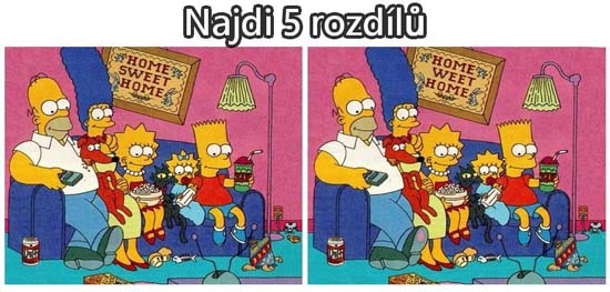 Obrázok Simpsonovcov a 5 rozdielov