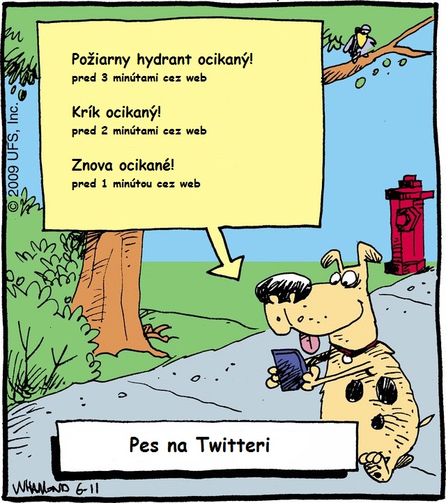 Príspevky psa na Twitteri