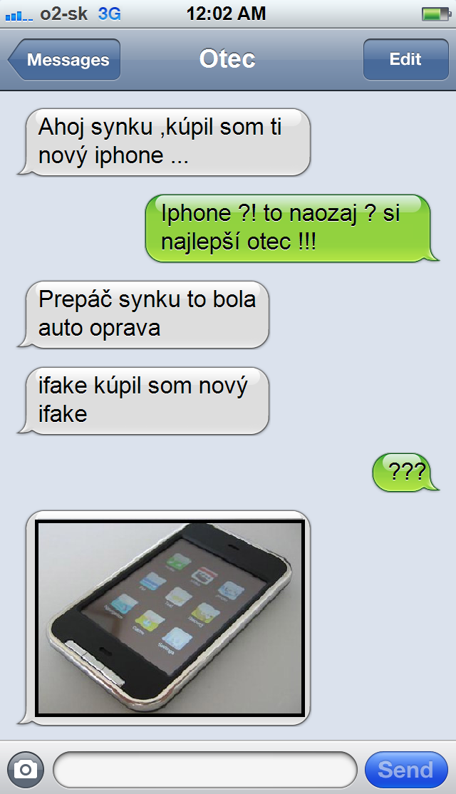 SMS - iPhone, resp. iFake od otca