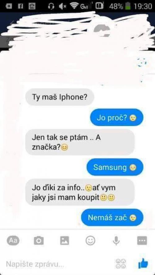 SMS: iPhone značky Samsung