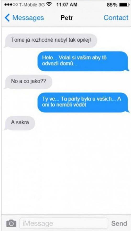 SMS: Rodičovský odvoz z párty