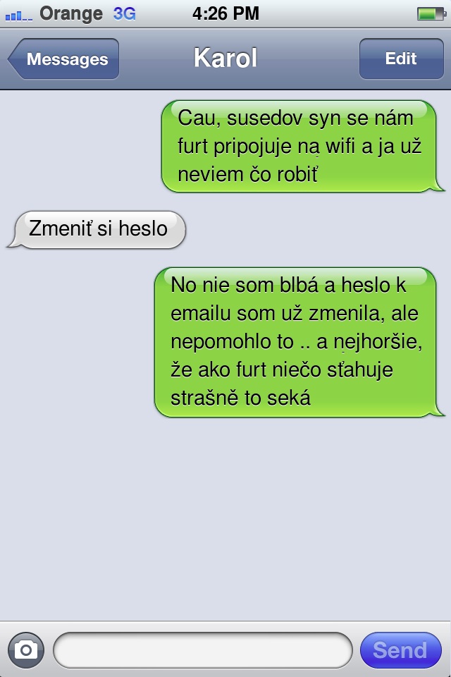 SMS: Sused pripájajúci sa na wifi a zmena hesla