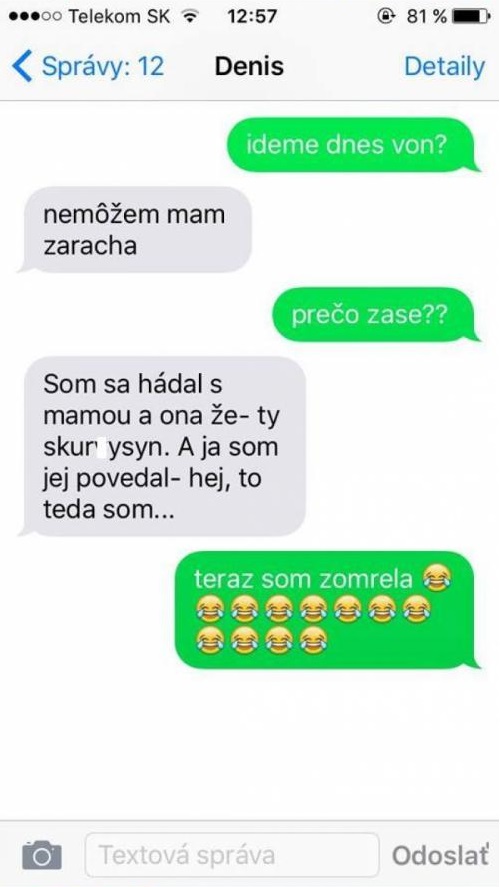 SMS: Zaracha po hádke s mamou