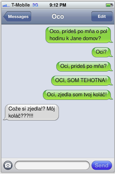 SMS: zjedený koláč