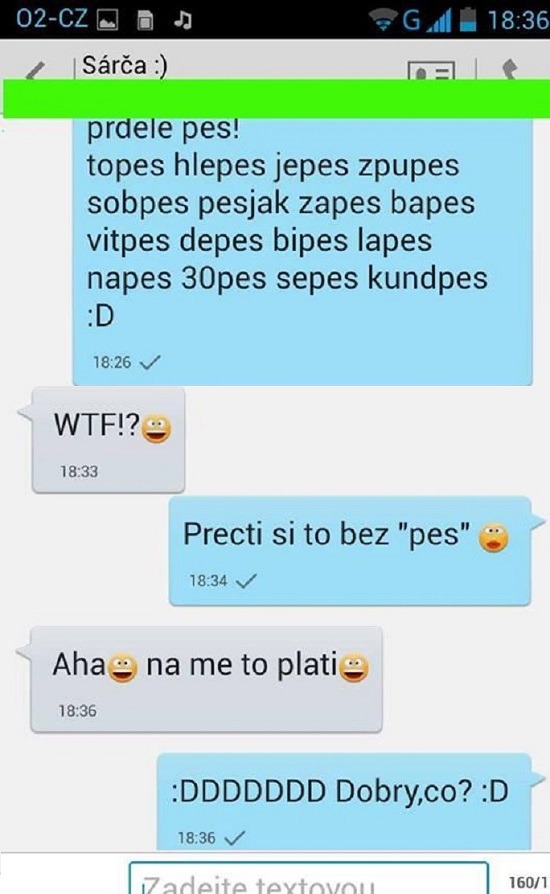 Čítanie SMS bez slabiky pes