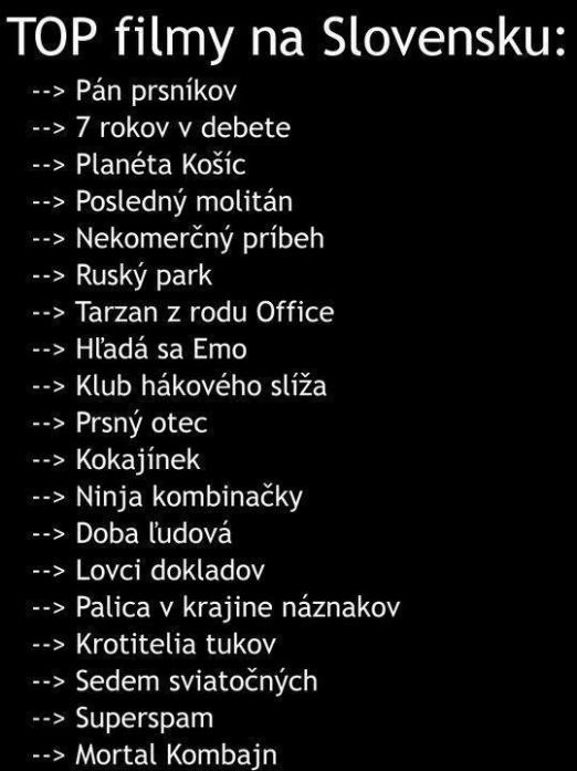 TOP filmy na Slovensku