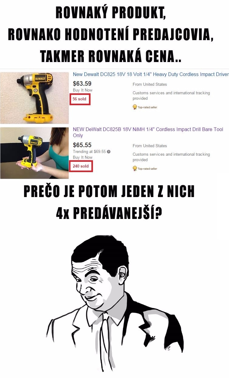 V čom je rozdiel? Prečo sa to v 1 e-shope predáva vyše 4-násobne častejšie?