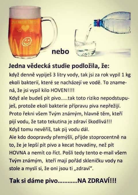Vedecká štúdia o vode VS pivo